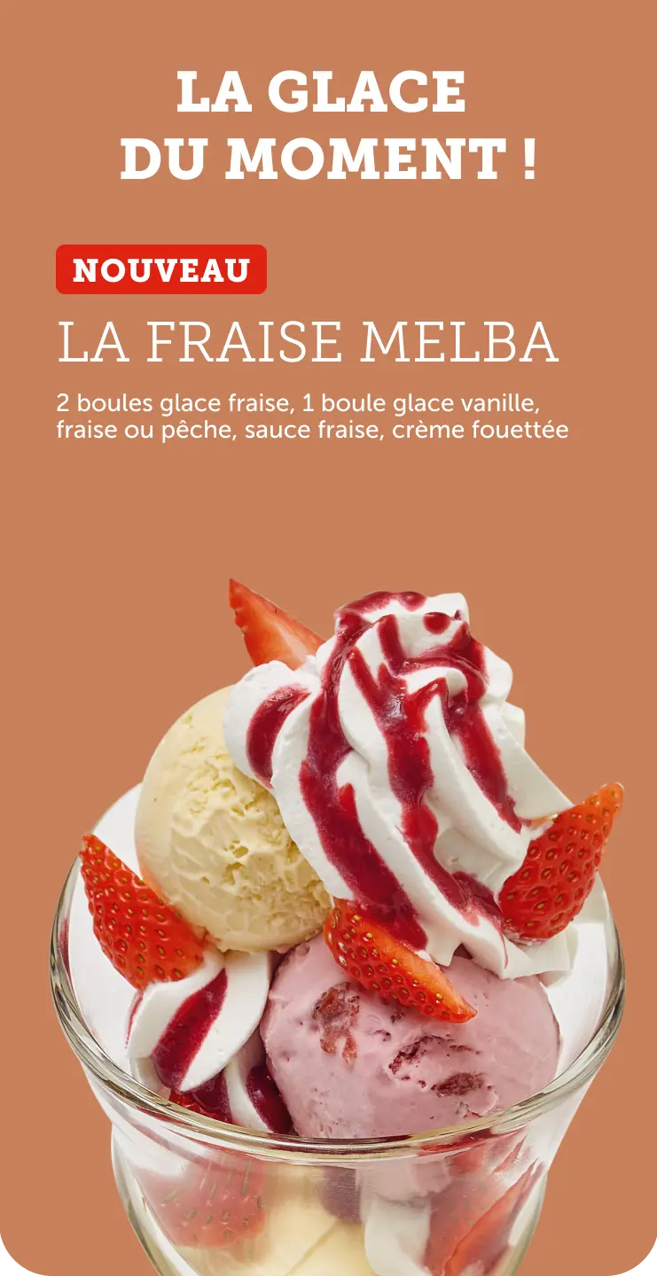 La glace du moment fraise melba