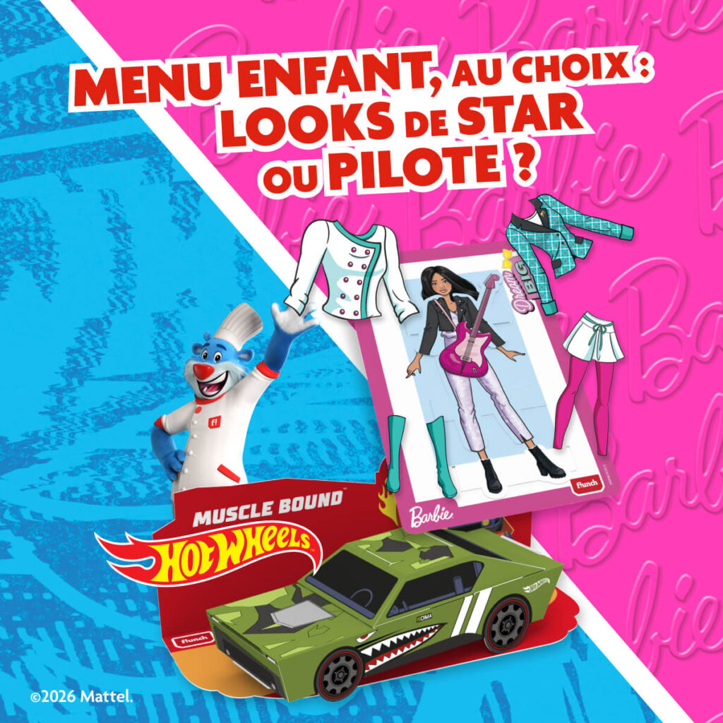 Barbie & Hot Wheels Menu enfant