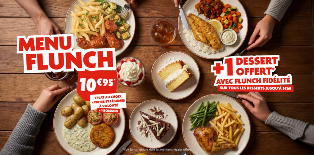 Menu flunch + dessert offert